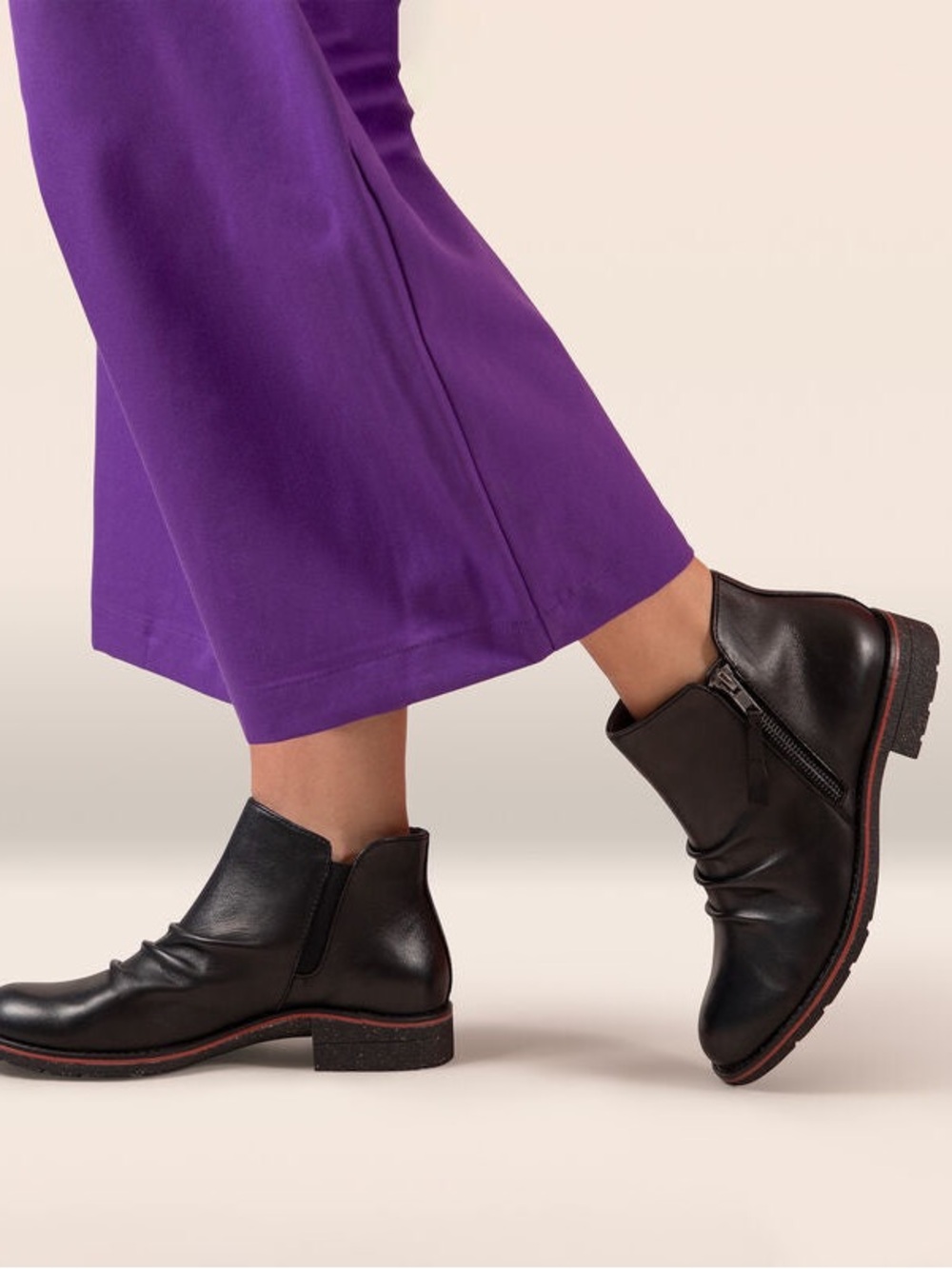 Aetrex Mila Low Ankle‎ Boot Black Leather Size 40/ 9-9.5